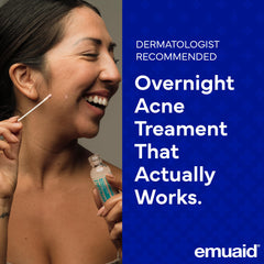 Emuaid texture on skin shows balm-like consistency for targeted blemishes.