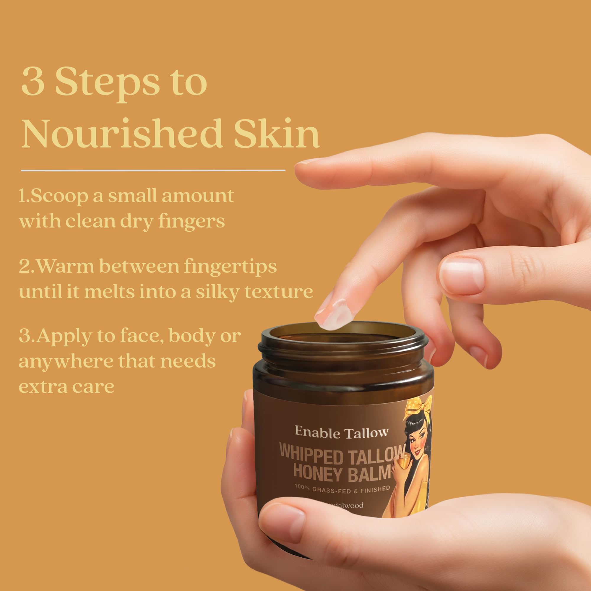 Enable Tallow sandalwood scent candle evokes warm spa-like aroma.