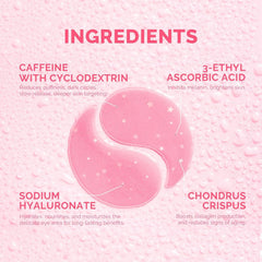 Enaskin Naturals caffeinated gel patches applied under eyes to reduce puffiness.