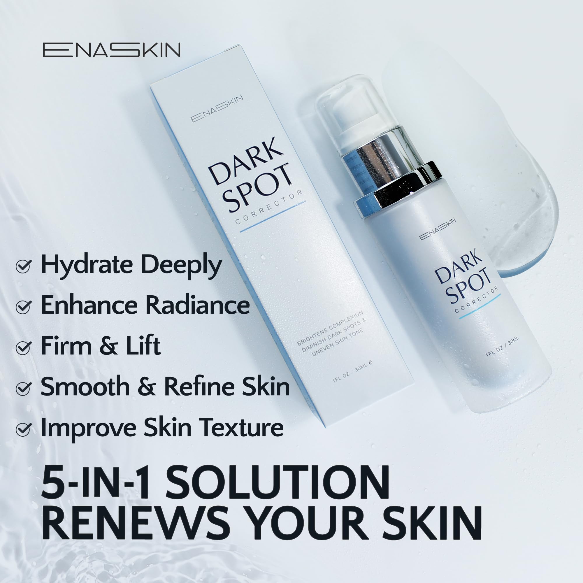 EnaSkin bottle pump close-up showing easy daily application