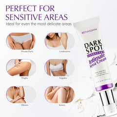 EnaSkin cream on inner thighs targeting pigmentation for smoother appearance.