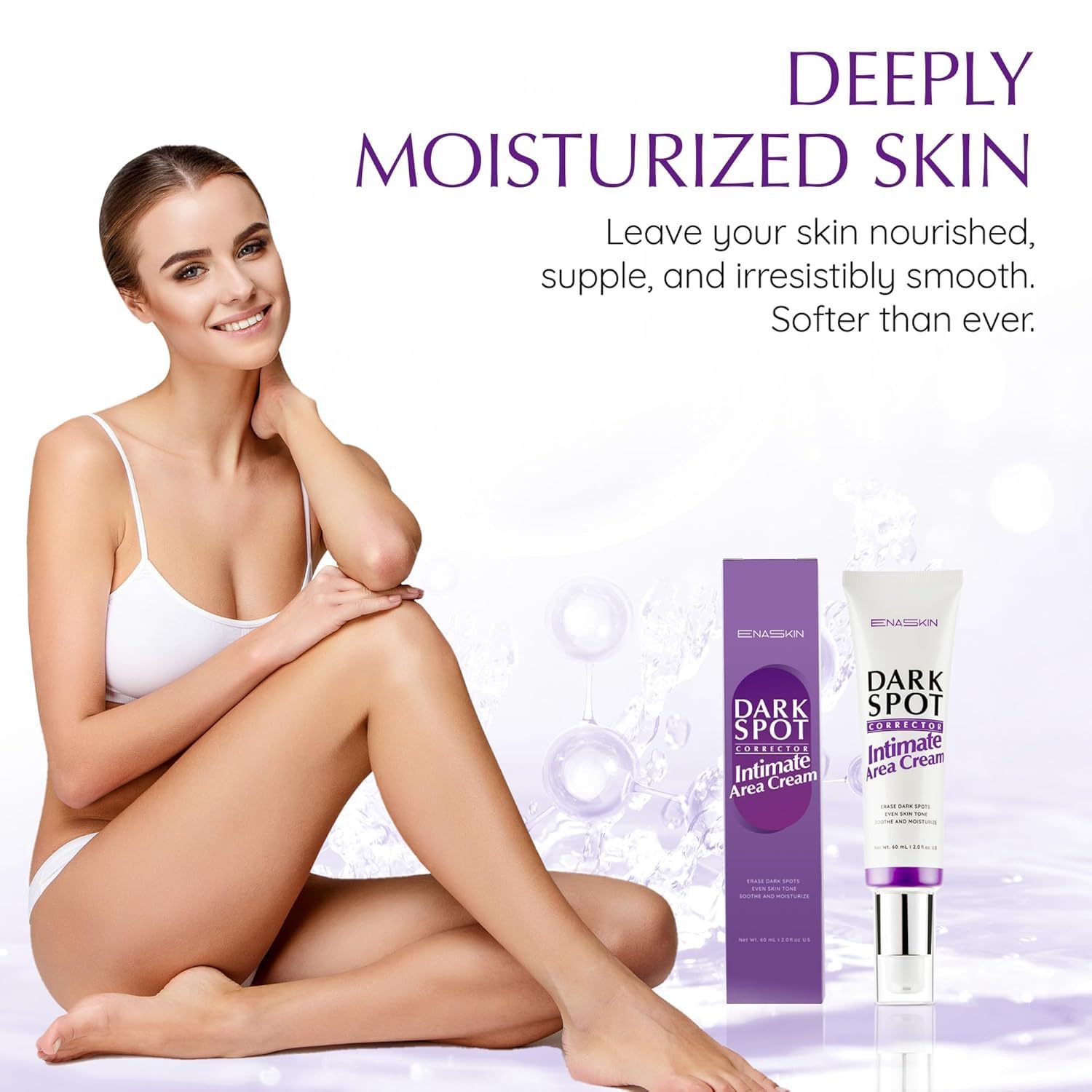 Close-up of EnaSkin cream texture for quick absorption.
