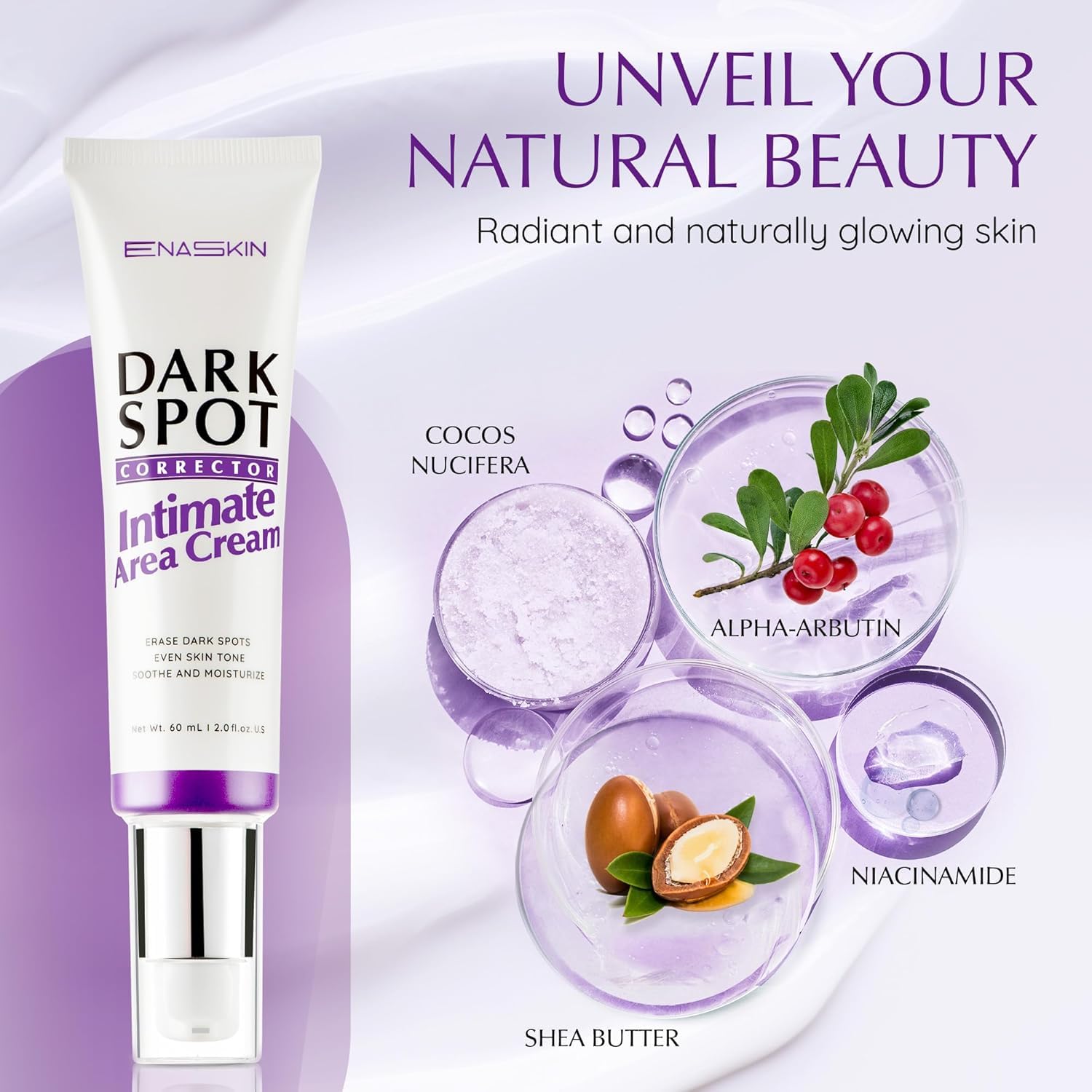 EnaSkin cream applied to underarms for gentle brightening and even tone.