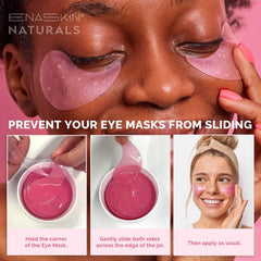 Enaskin Naturals hyaluronic acid eye patches delivering deep hydration around the eyes.