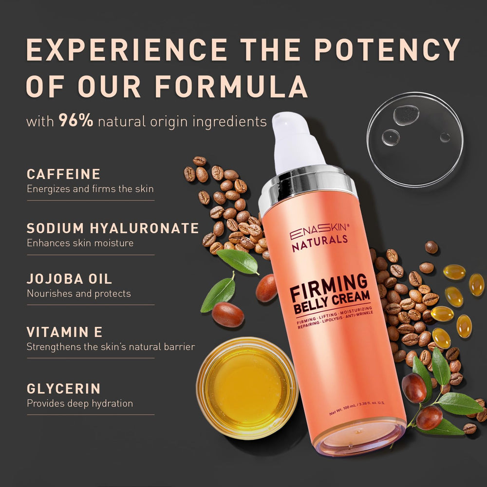 Close-up of Enaskin Naturals Belly Firming Cream texture for elasticity