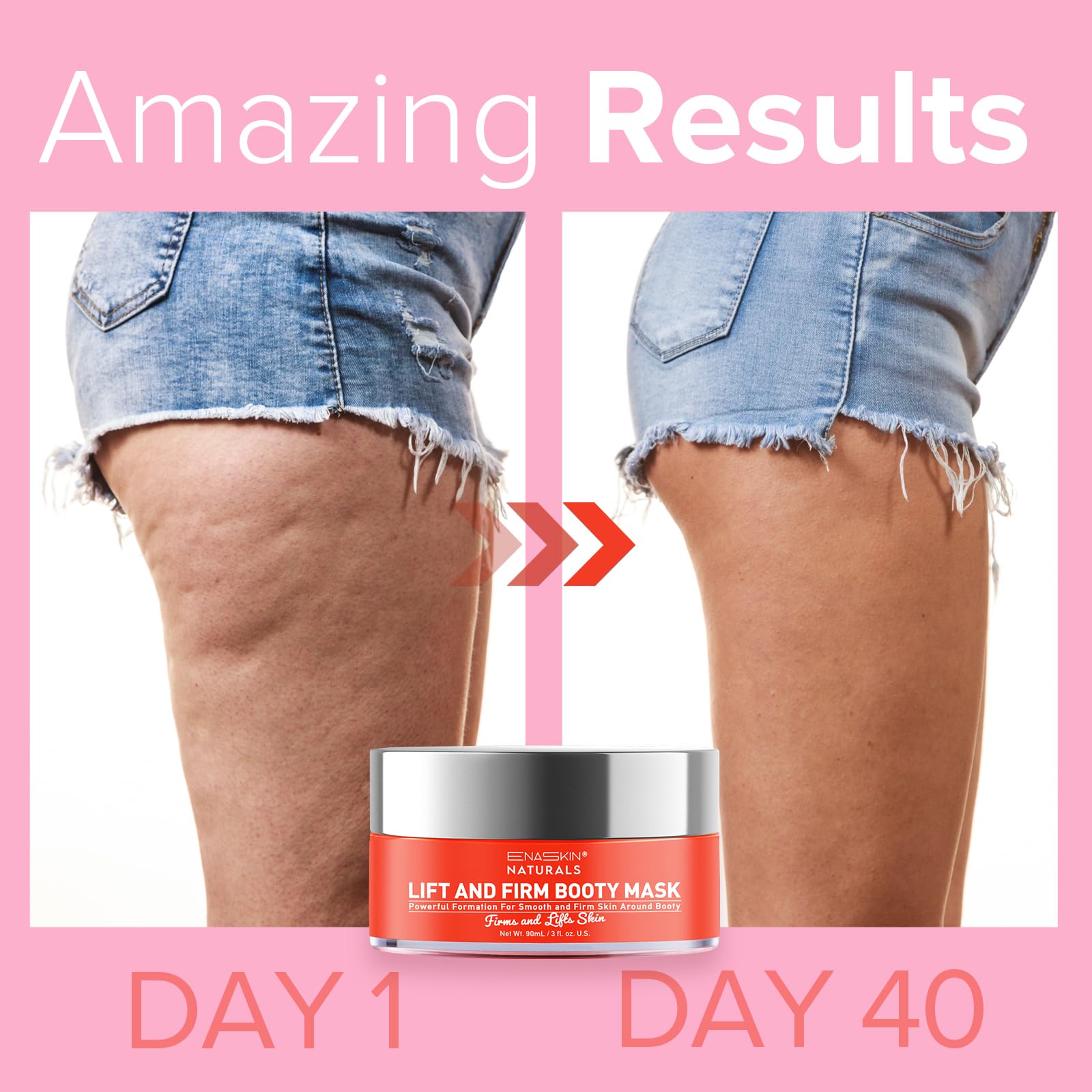 Booty cream on hips and thighs for improved texture and firmness.