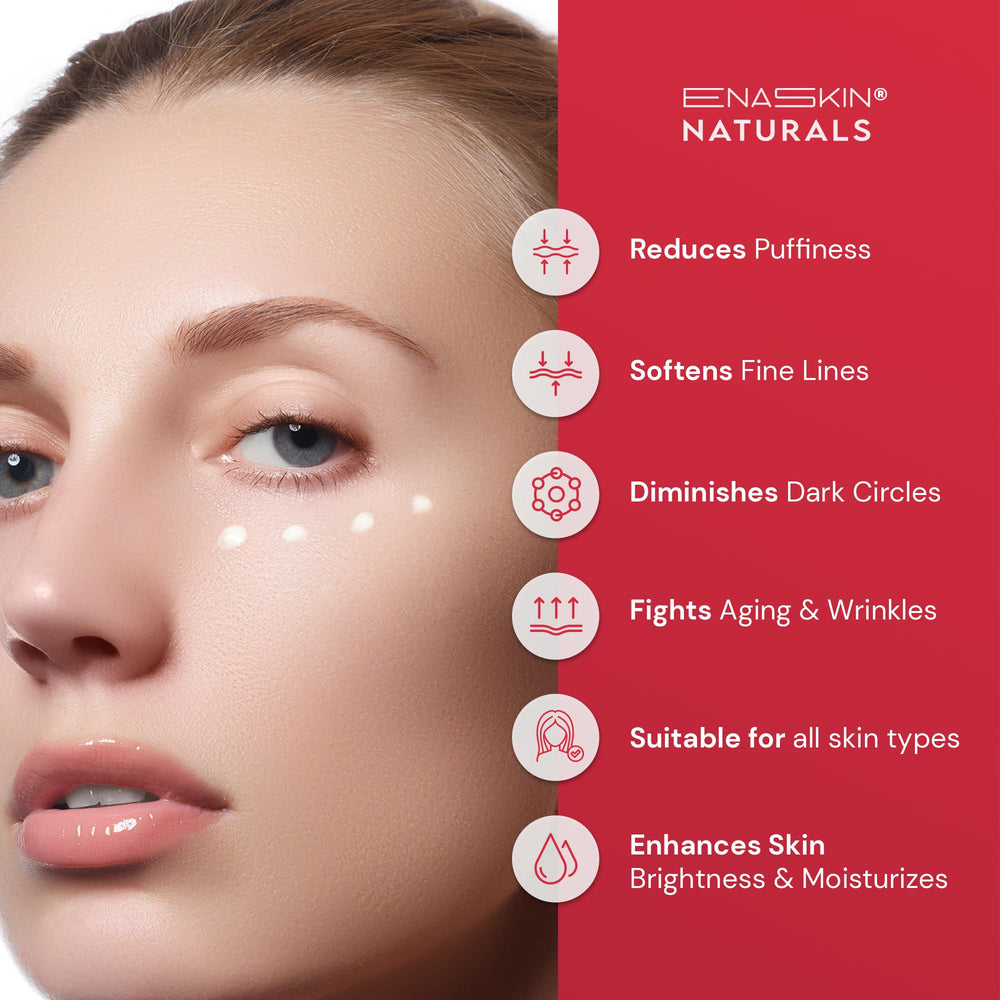 Enaskin Naturals under-eye dark circle before-after demonstrates brightening effects.