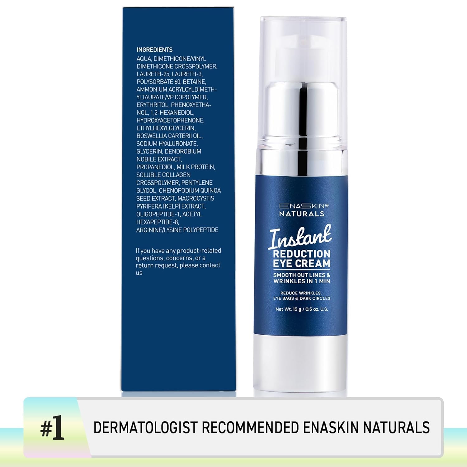 Enaskin Naturals Under-Eye focus illustrates improved appearance with continued use.