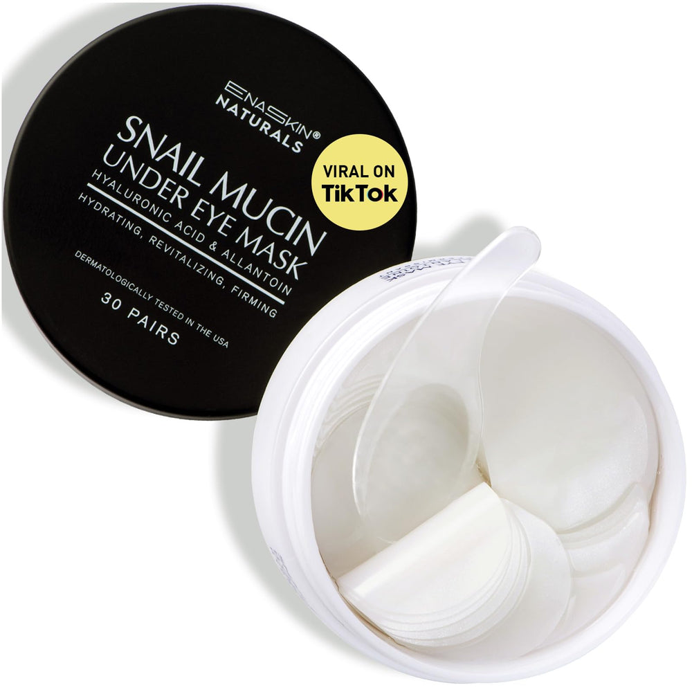 Enaskin Naturals under eye patches snail mucin for deep hydration around the eyes.