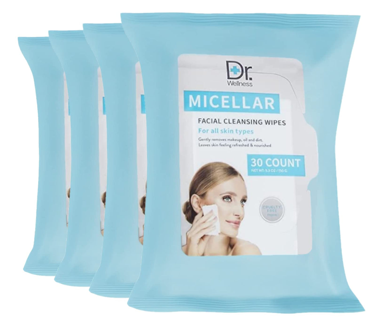 Enchante Dr. Wellness gentle cleansing wipes pack front for easy daily skincare