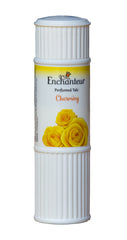 Enchanteur Romantic talc close-up with Bulgarian rose and jasmine for everyday softness.