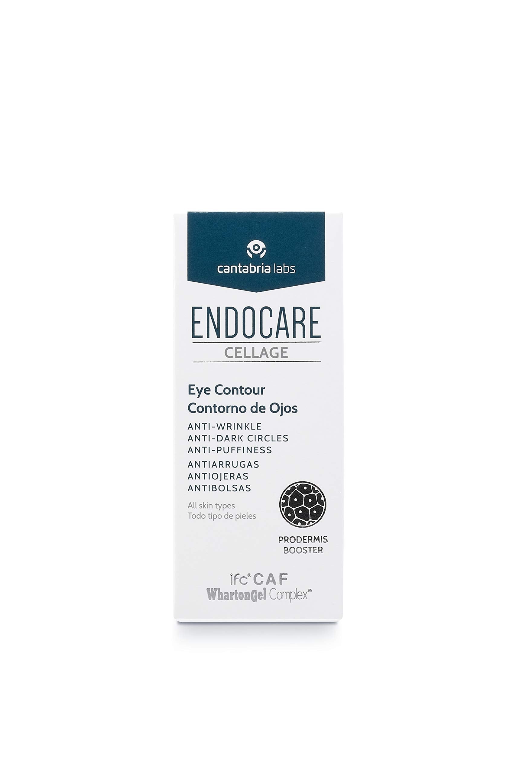 Endocare Cellage Eye Contour packaging highlights premium care for delicate eye skin.