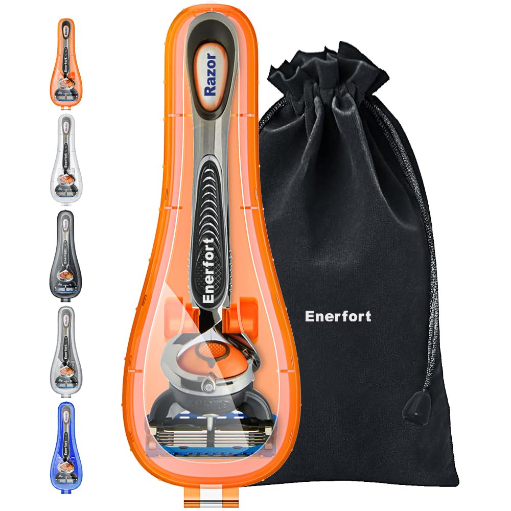 Enerfort Razor Case for Gillette Proglide Fusion orange close-up showing sturdy travel protection