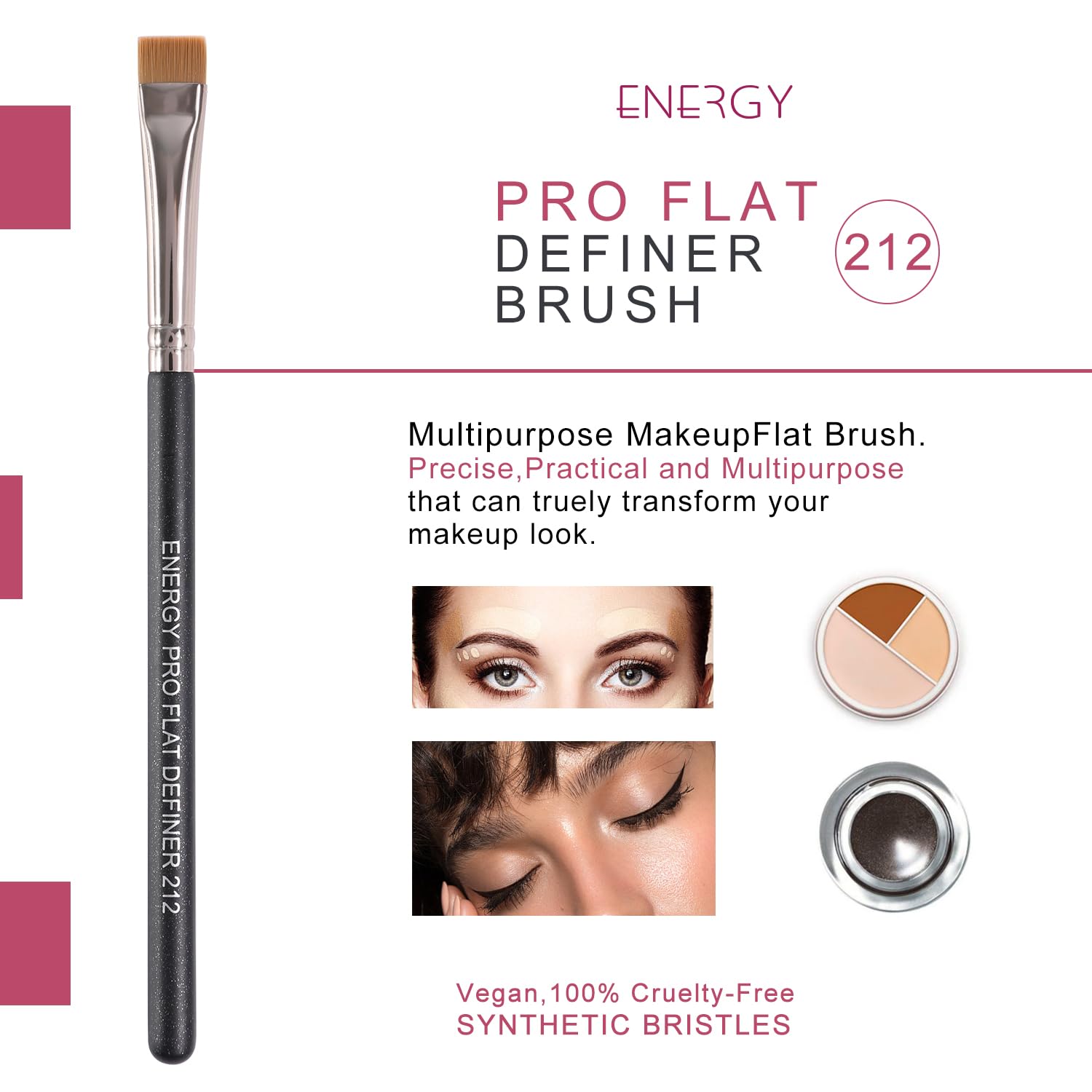 ENERGY Flat Definer Brush edge define eyeliner for clean, controlled application