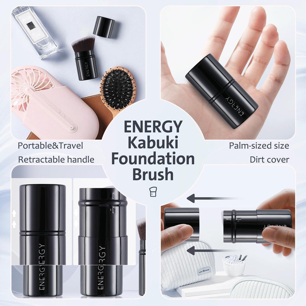 ENERGY Kabuki Brush Mini enables even product distribution for a polished finish.