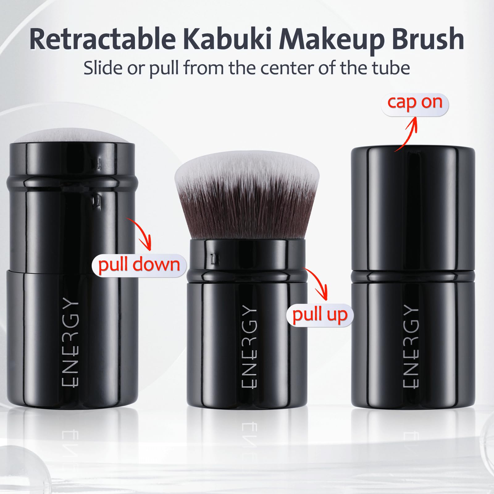Extended ENERGY Kabuki handle for precise blending on the go