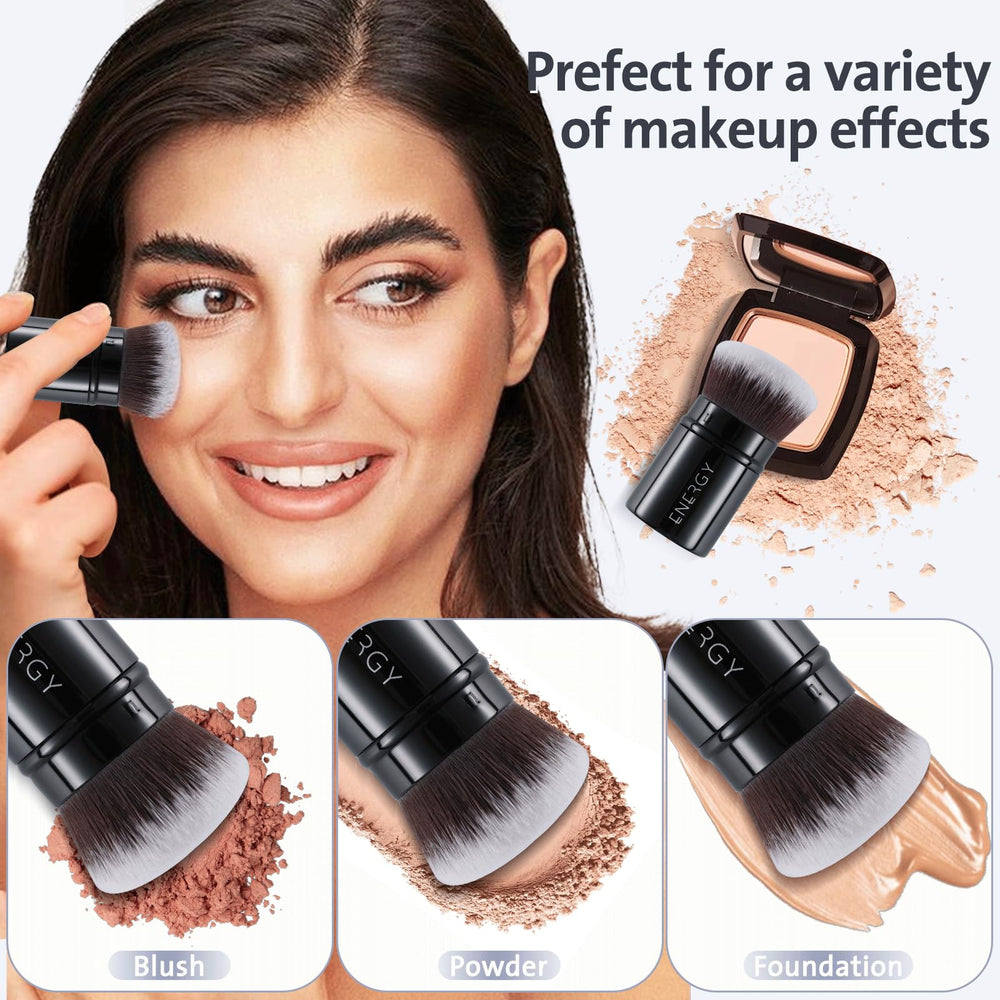 ENERGY Kabuki used with sunscreen and bronzer for even application