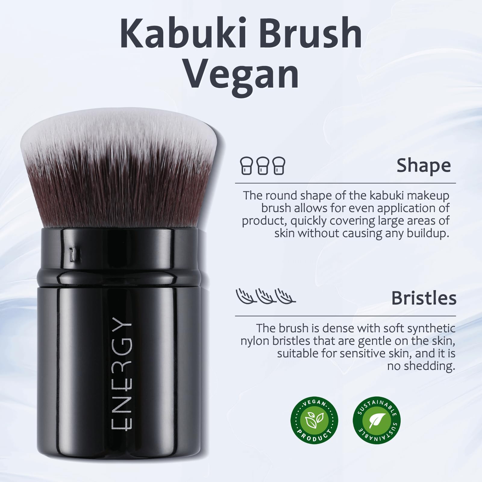 Travel case protects ENERGY Kabuki bristles during transit