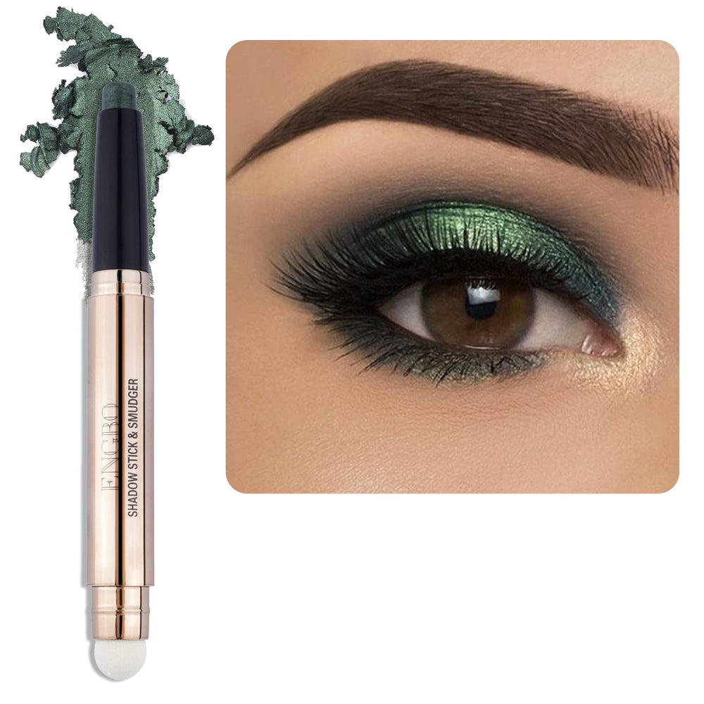 Enfuntins cream eyeshadow stick in light green shimmer for blendable, eye-brightening color.