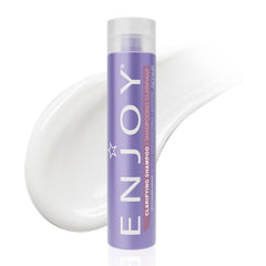 Enjoy Clarifying Shampoo bottle shows sulfate-free formula for gentle cleansing across all hair types.