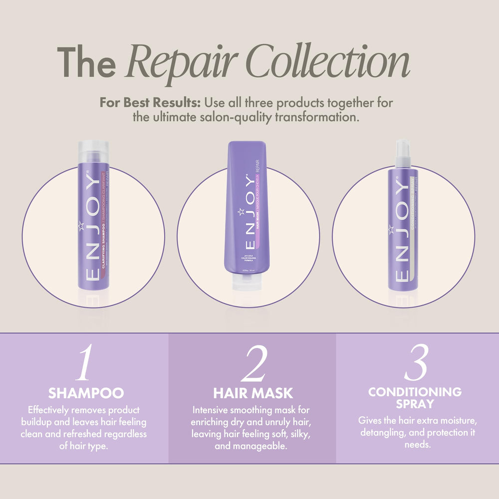 Enjoy Clarifying Shampoo color-safe formula preserves vibrancy while cleansing.