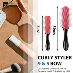 Enjoy Holiday 1981 9-row brush for deep detangling of thick hair.
