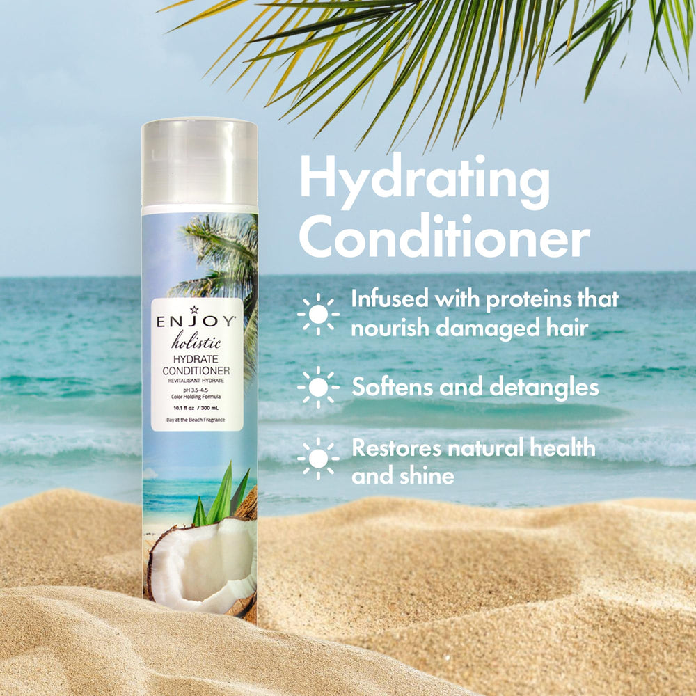 Enjoy Holistic Hydrate conditioner being applied to detangle and soften strands.