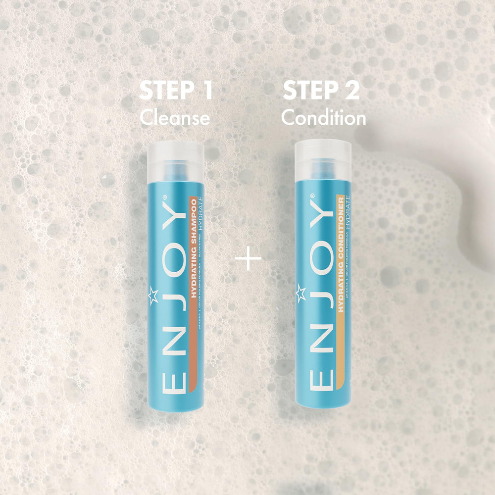 Color-safe formula of Enjoy Hydrating Conditioner protects color-treated hair