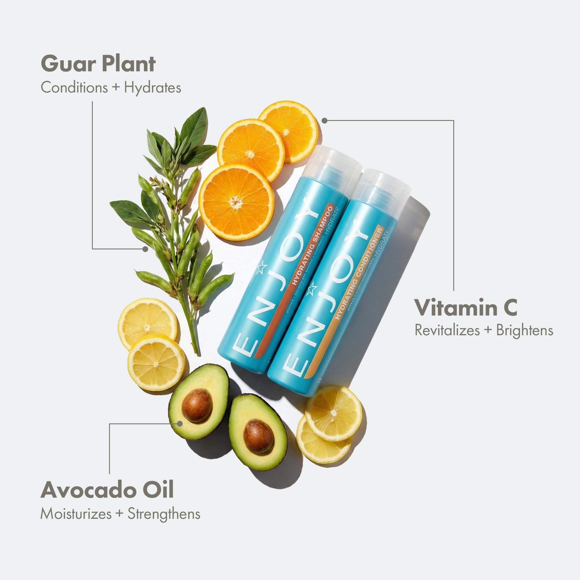 Enjoy Hydrating Shampoo shine close-up, lasting volume and natural gloss.