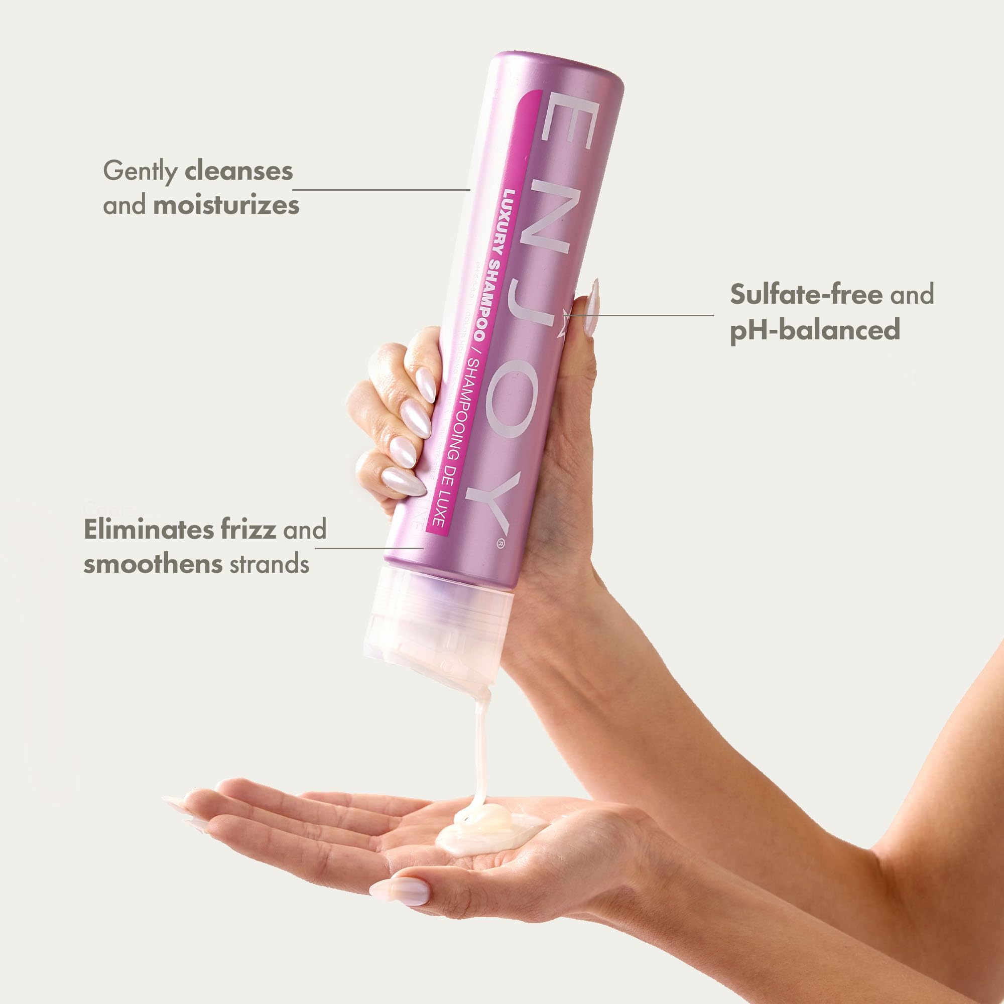 Enjoy Luxury Shampoo moisturizing lather on healthy curls.
