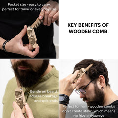 Enjoy The Wood multi-purpose beard and hair comb for versatile grooming.