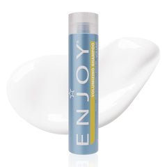Enjoy Volumizing Shampoo bottle showcases sulfate-free formula for all hair types.