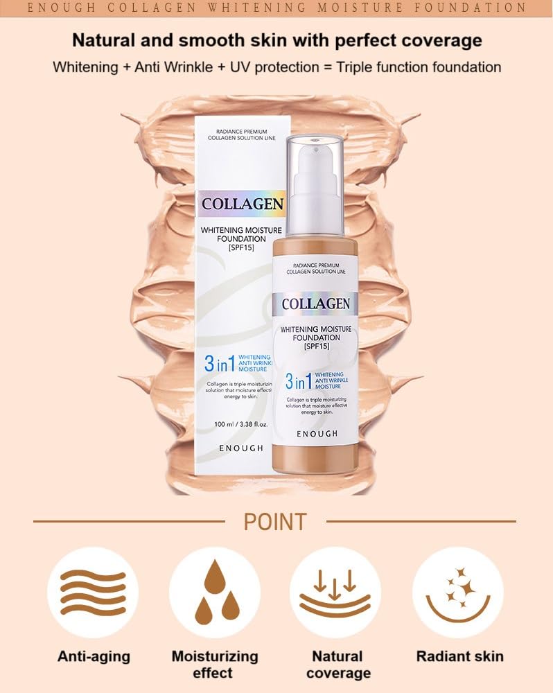 Close-up of creamy texture of Enough Collagen 3in1 foundation