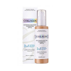 Enough Collagen 3in1 foundation bottle showing SPF 15 for daily protection and hydration