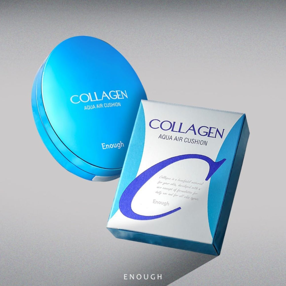 Enough Collagen Aqua Air Cushion puff-application enables quick, precise coverage on the go