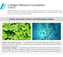 Enough Collagen Moisture Foundation packaging closeup highlights sleek bottle design.