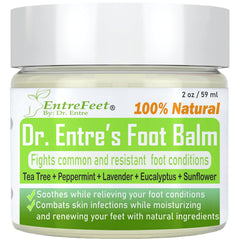 EntreFeet Dr Entre's Foot Balm bottle with tea tree oil for soothing feet