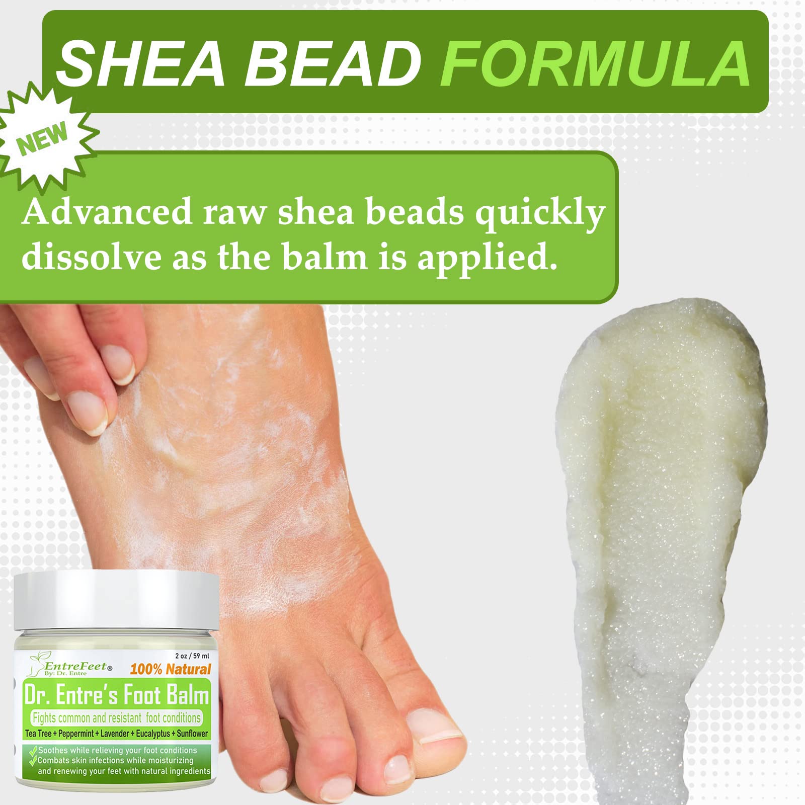 EntreFeet balm being applied to dry heels after a long day