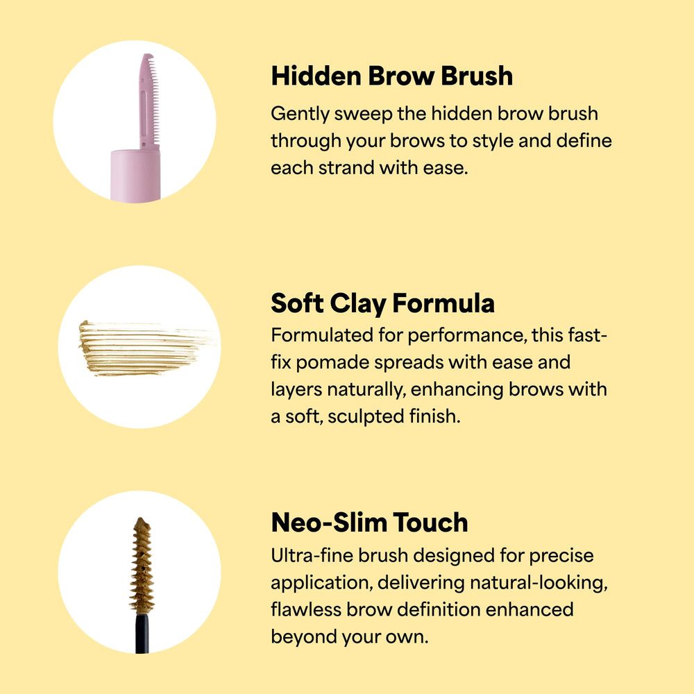 Entropy Make Up Tough Brow Finisher cap with built-in brow comb for quick grooming.