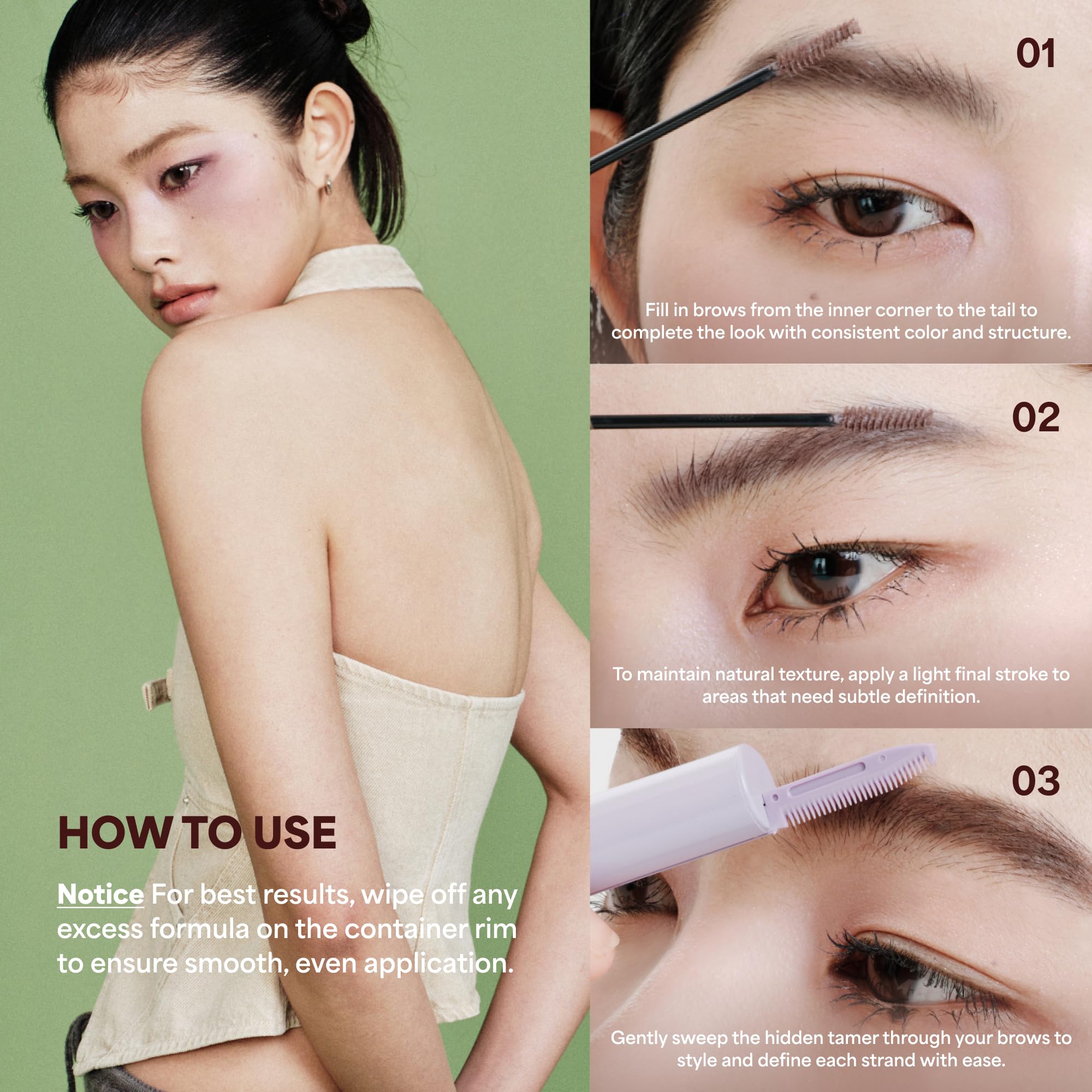 Tough Brow Finisher natural tint enhances brows with subtle definition.