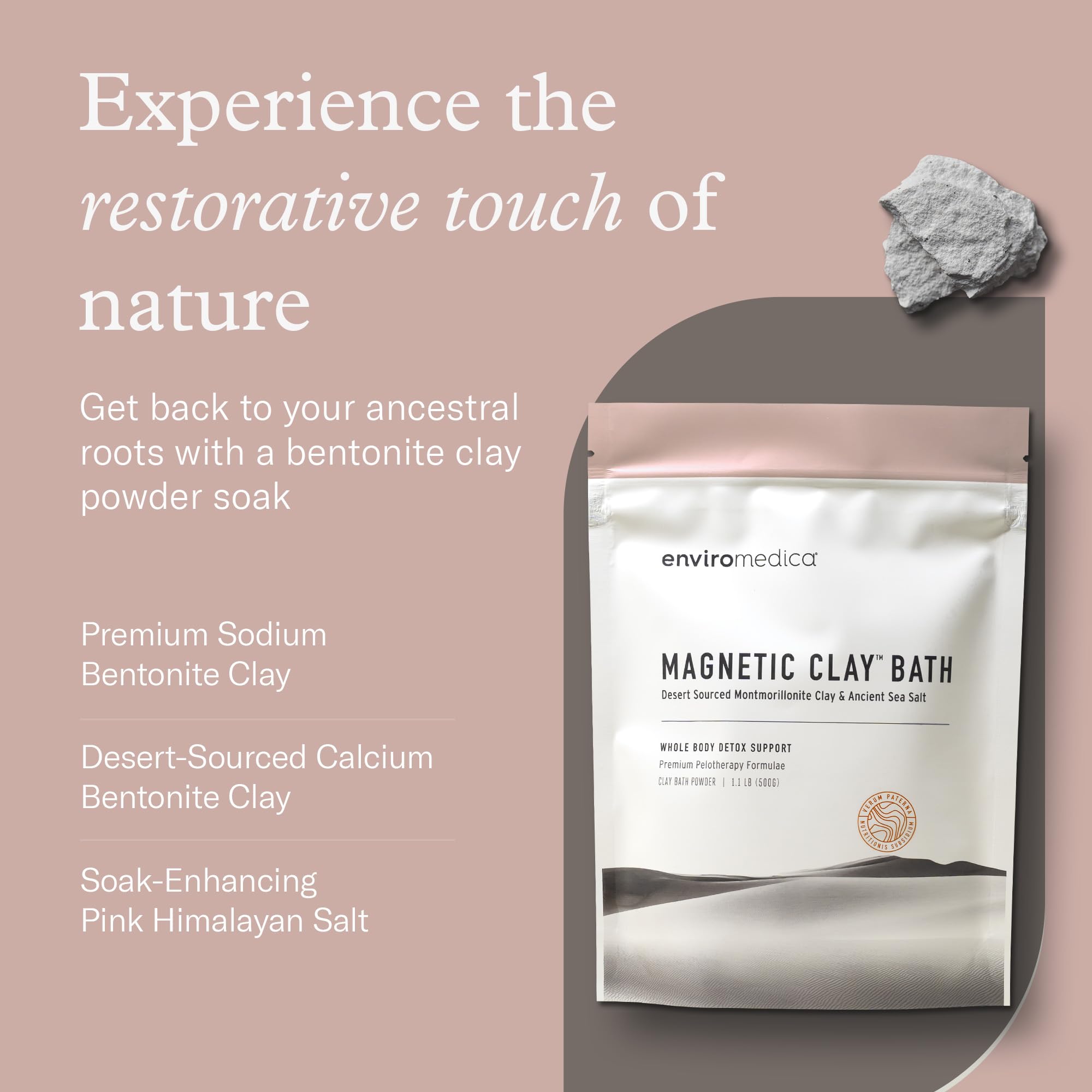 Enviromedica bath powder evenly disperses in warm water for a smooth, residue-free soak.
