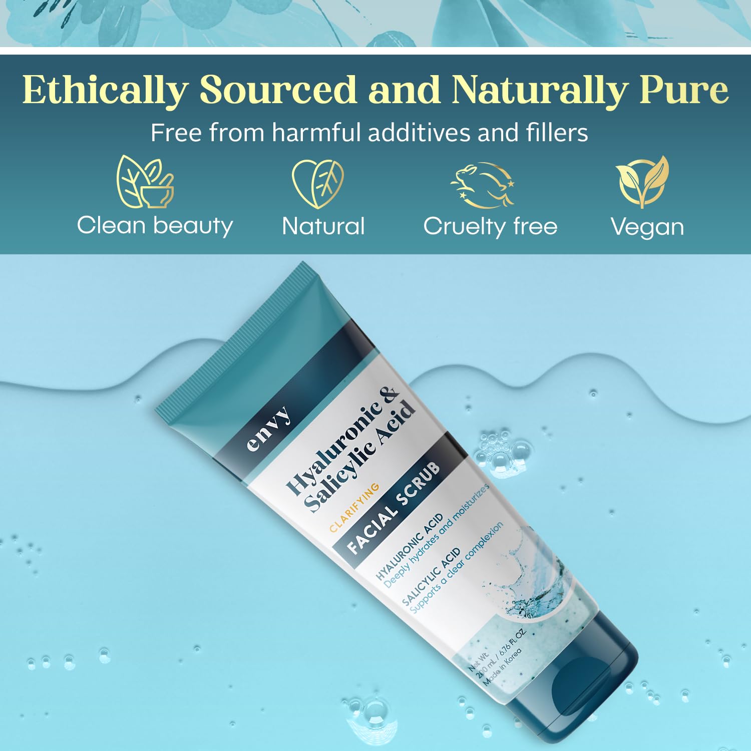 Rinsing Envy scrub to reveal clearer pores and refreshed skin.