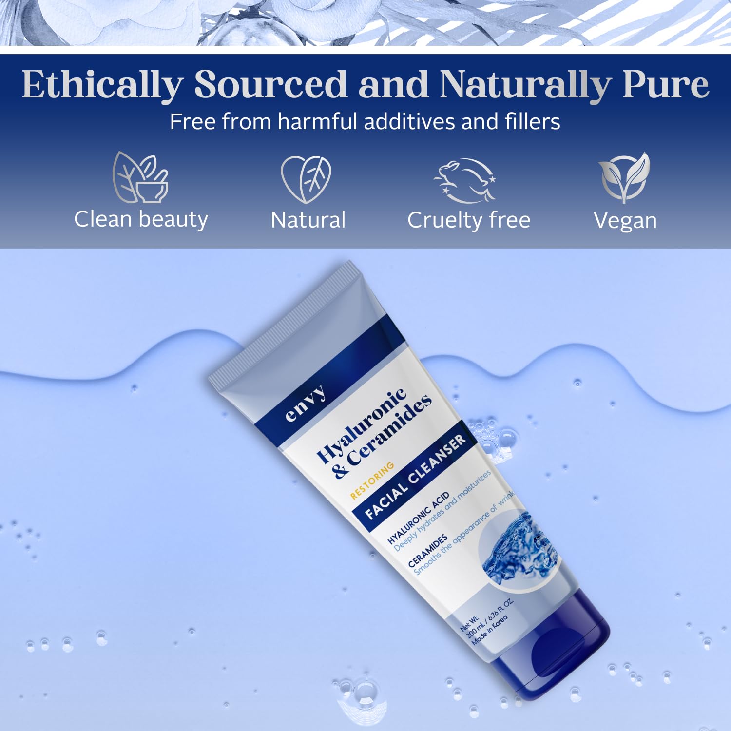 Envy cleanser highly reviewed for smoother, hydrated skin.