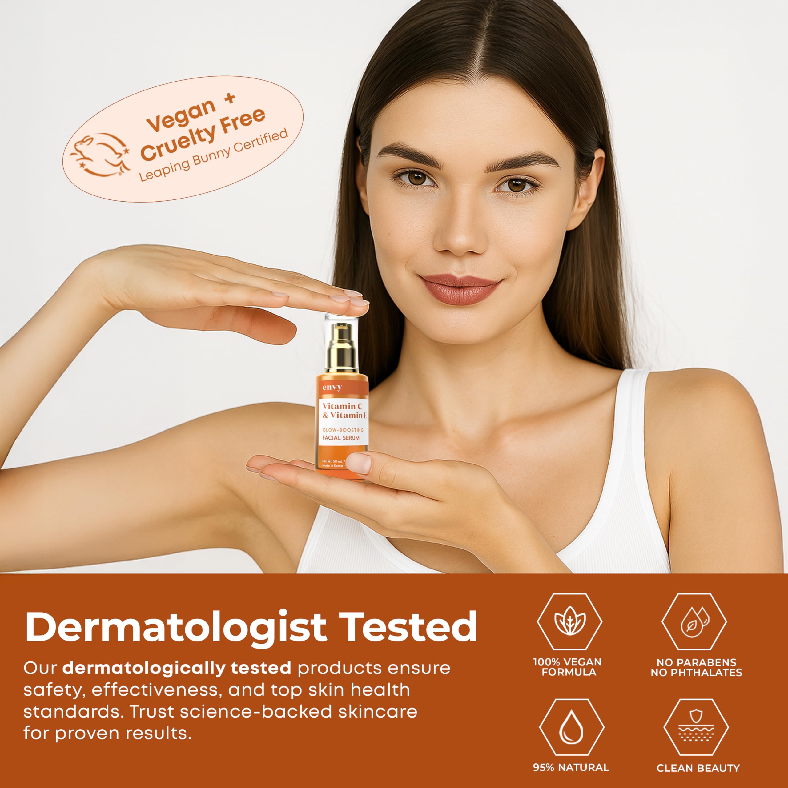Envy Vitamin C Serum cruelty-free vegan label signals ethical beauty choices.