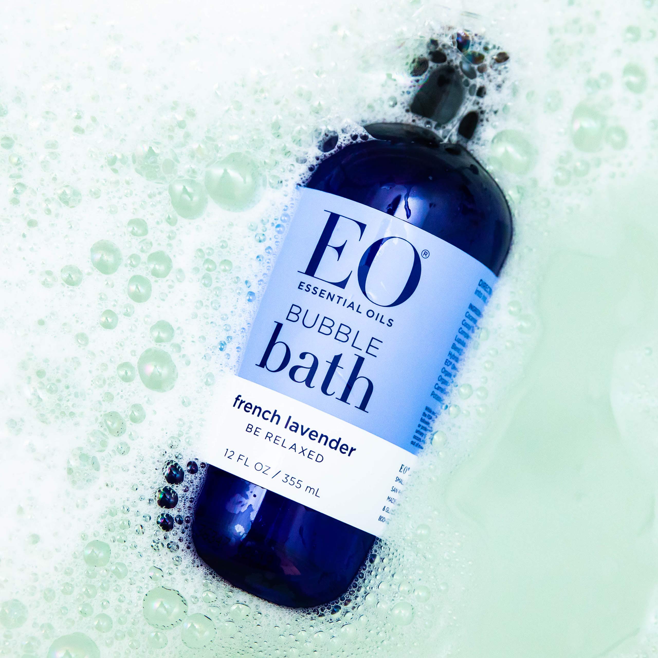 EO Bubble Bath French Lavender in bath scene for aromatic self-care moment
