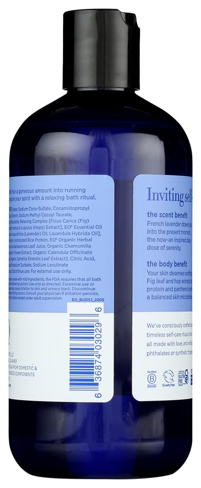 Lavender blossoms in EO Serenity bath for calming aroma