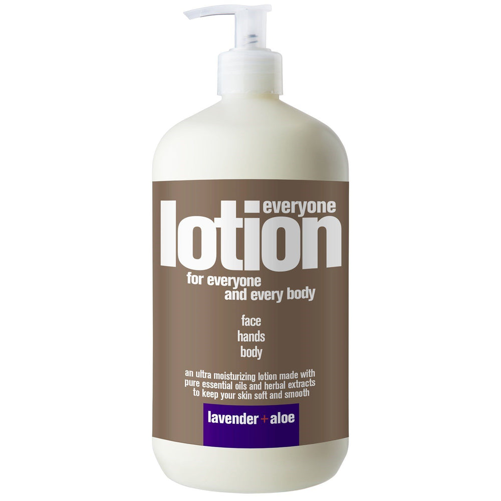 EO Everyone Lotion Lavender Aloe bottle shows a natural moisturizing option for soft skin