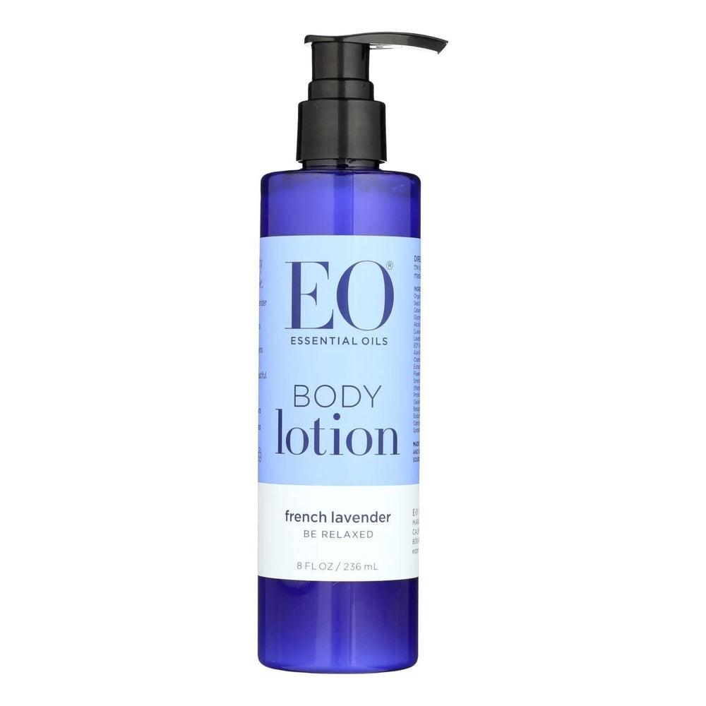 EO French Lavender Body Lotion bottle shown for soothing hydration and calming aroma.