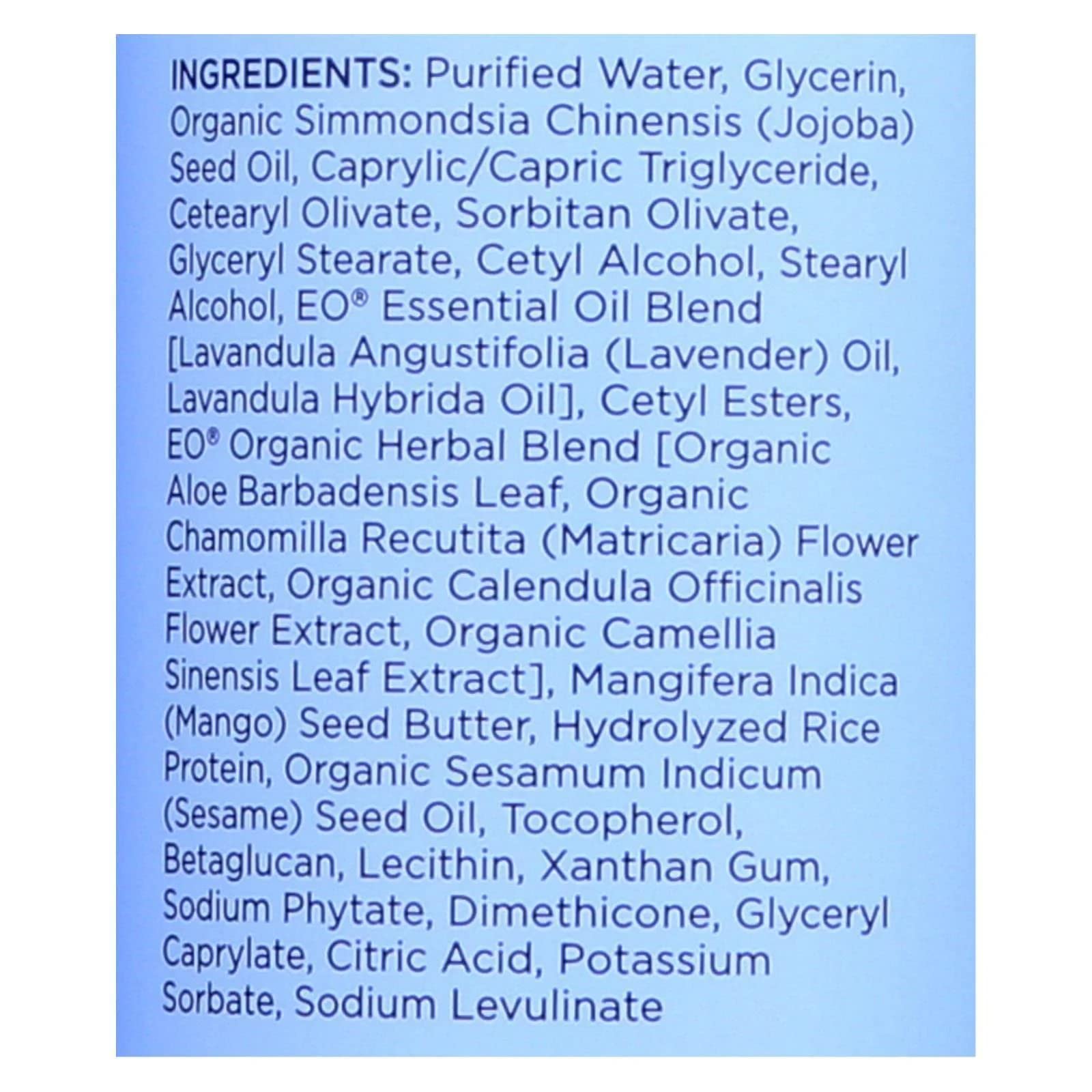 EO French Lavender Body Lotion texture swatch demonstrates hydration for soft skin.