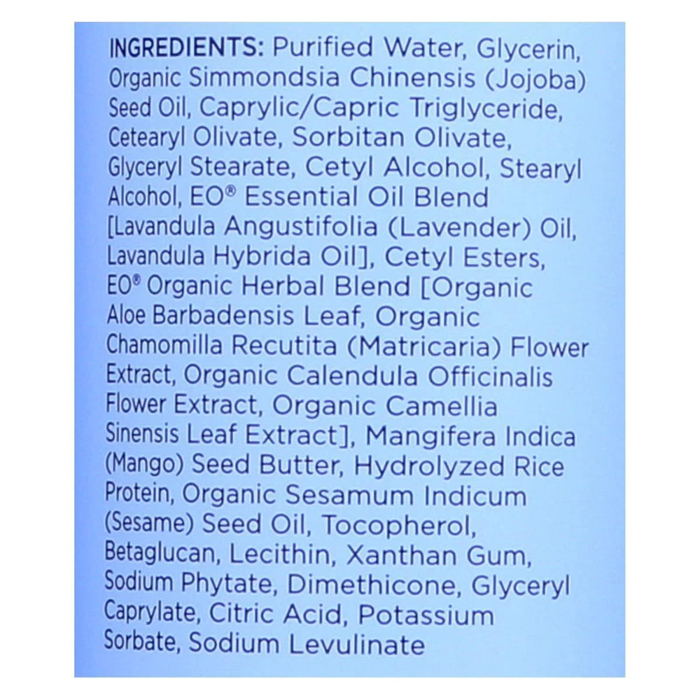 EO French Lavender Body Lotion texture swatch demonstrates hydration for soft skin.